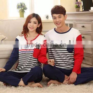 2015 Wholesale Striped Cotton Couples Pajamas photo-3