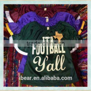 baby boys girls football t-shirt kids clothing wholesale boutique kids sport wear boy foorball yell t-shirt latest gowns designs