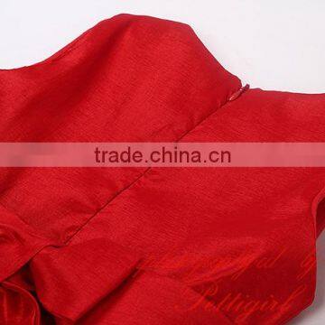 Hot Selling Red Girls Dresses Decorated With Big Flower Fashion Solid Kids Vestido Wholesale Child Wear photo-5