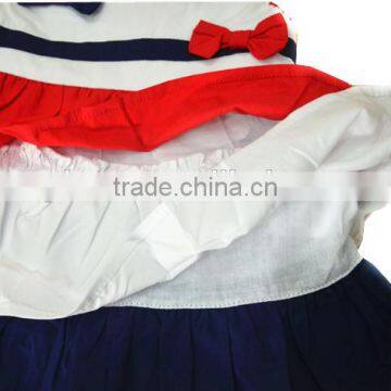 Latest Baby Cotton Frocks Designs Sleevess Tiered Bow Kids Dress photo-5