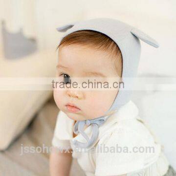 3 colors in, cute rabbit design, baby cotton hat, plain cotton baby hats