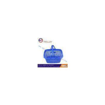Showroom Blue Plastic Shopping Basket With Circular Flat Double Handle 25L