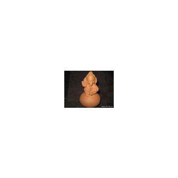 MODEL # KKG 019 VISHWARAKSHAKA GANESHA  HANDMADE Clay Figurine