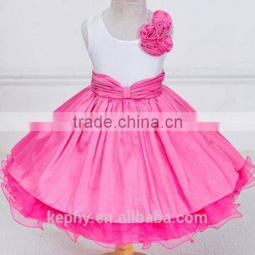 2017 Shoulder Roses Girls Evening Dresses Colorless Sleeveless Dresses Children Dress