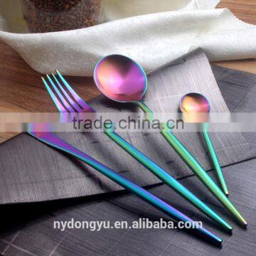 304 stainless steel blue plating knife fork spoon 4 piece set tableware/tewer fork knife set cultery /fancy dining tableware