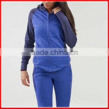 fitted tracksuit custom women gym sportswear two tone plain tracksuit wholesale