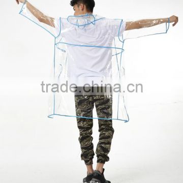 transparent long pvc raincoat