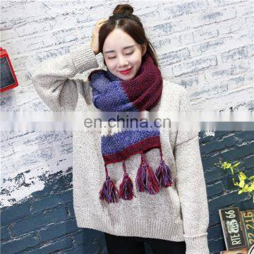 Attractive price new type christmas scarf brand pom pom scarf