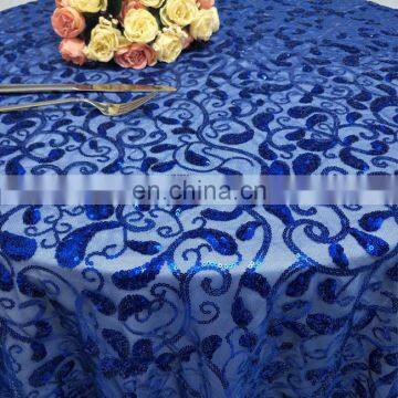 Blue Sequins Round Glitter Wedding Cover Table