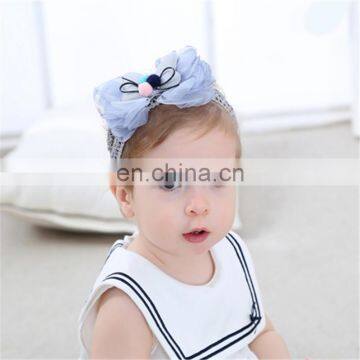 High quality elastic hollow Headband with Lace bowknot for Baby