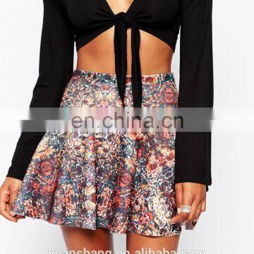 New Fashion Sexy Skater Sexy Girls Wearing Mini Floral Print Skirt photo-4