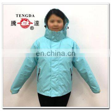 breathable polyester pu rain jacket with concealed hood