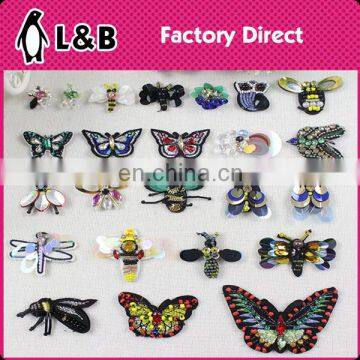 2017 DIY iron on/sew-on animal embroidery appliques with sequins/beads embroidered slim patch