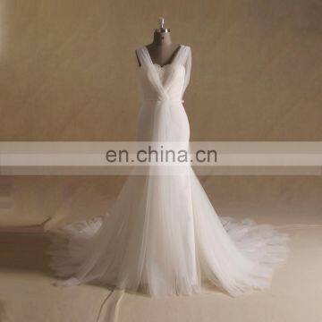 Graceful Heart Neckline Mermaid Lace Tulle Wedding Dress Chapel Train