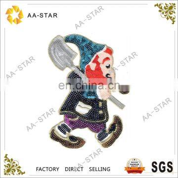 Red mustache grandfather custom wholesale sequin applique with a shovel