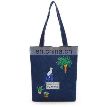 Wholesale Cheap Recycled Zipper Denim Tote Bag