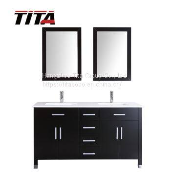 Commercial marble washroom wooden vanity T9131