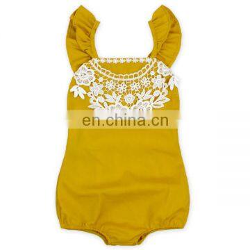 Toddler Mustard Lace Flutter Romper Custom Bodysuits