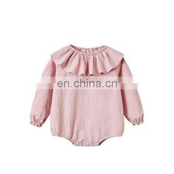 Pure color casual wear newborn romper long sleeve cotton one piece jumpsuit