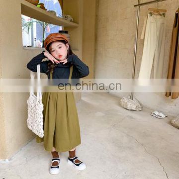 2020 girls skirt dark green skirt + wood ear bottoming shirt