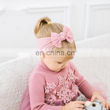 27Colors Baby Soft Headband Girl Solid Color jacquard stripe headwear with bow