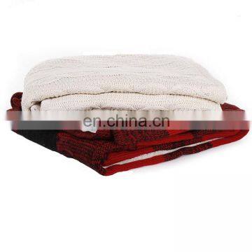 100% Polyester Super Soft Christmas Grid Chunky Knit Blanket Sherpa 2 Ply Fleece Blankets for Winter photo-4