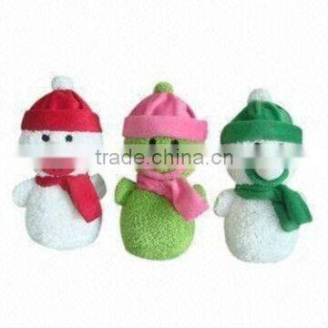 Promotional toy plush snowman with scarf/hat