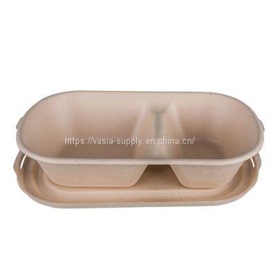 Brown Color Biodegradable Bagasse Bento Boxes Smooth Without Burrs photo-3