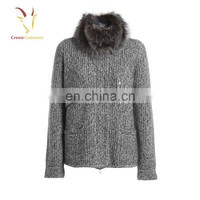 Womens Best Winter Knitted Coat With Fur Collar photo-4