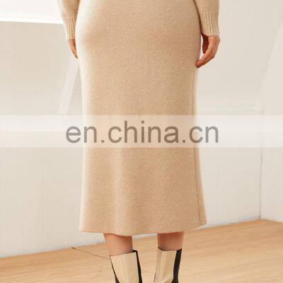 Women Winter New Cashmere Knit High Waist Long Warm Skirt photo-2