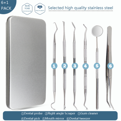 Stainless Steel 6PCS Dental Tools Set Adult Oral Dental Hygiene Set With Dental Tweezers photo-2