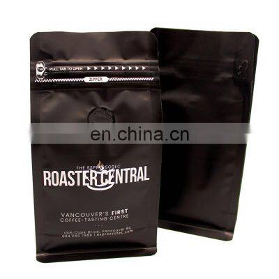 Customizable Design Matte Reusable Packaging Flat Bottom Coffee Bag Empty Coffee Bags With Valve