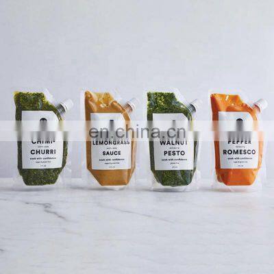 Recyclable Plastic Custom Liquid Fruit Juice Juice Drink Pout Pouch Packaging Spout Pouch Clear Spout Stand Bag