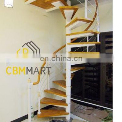 Modern wooden tread glass balustrades & handrails spiral staircase indoor stairs