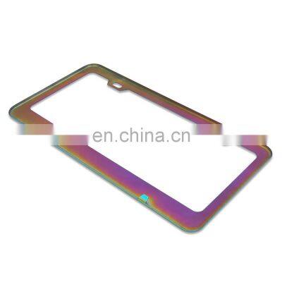 Neo Chrome Titanium Blue Stainless Steel Car License Plate Number Frame for US