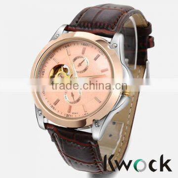 Self-winding Mechanical BINGER watches Automatic stainless steel wrist watch genuine leather watch straps male clock