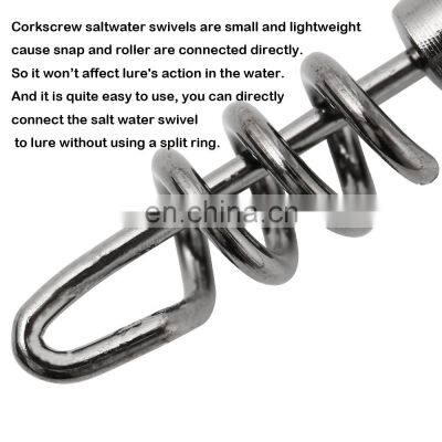 JOHNCOO Stainless Steel Fishing Corkscrew Swivel Snap Fishing Swivel With Screwed Snap Swirl Clip Corkscrew Link photo-4