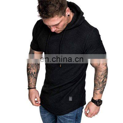 Wholesale Custom Made Plus Size Men Sport Fitness Wear Tshirt Plain Pullover Short Sleeve Hoodies photo-2