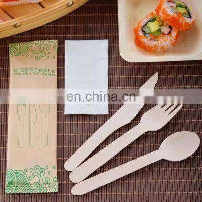 Disposable bamboo knife, fork and spoon for outdoor party