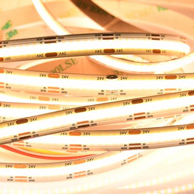 24V Light Flexible Waterproof IP20 IP67 IP68 12V 480LED 608LED 10MM 2700K 6000K Daul Color CCT  Cob LED Strip