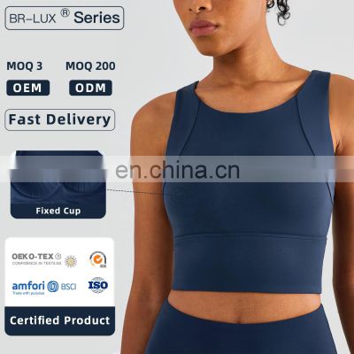 Fixed Cups High Impact Sports Bras Wholesale Women Yoga Shockproof Racerback Tank Tops