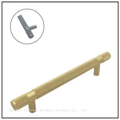 Knurled Cabinet Handles Cabinet Pulls Aluminum Handles Knurled Drawer Pulls Gold and Black Oxidation Finish with Diamond Pattern