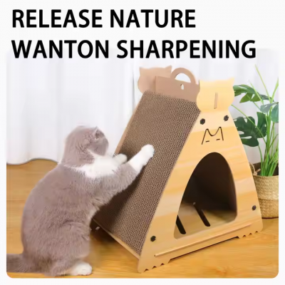 MEOW LOVE Pet Tree Cat Scratcher Post Home Furniture Cat Tree Toys Corrugated Paper Pet Climbing Frame Cat Scratching Board photo-5