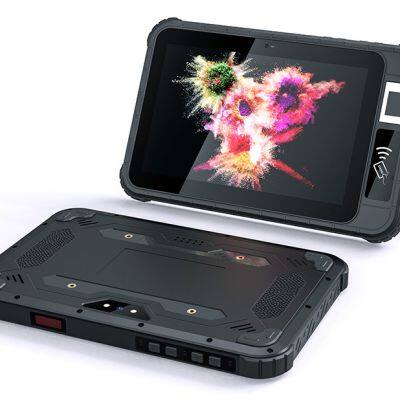HR819 Cheapest Factory 8'' Android 11 4GB+64GB IP65 Rugged Tablets With Front NFC 2D Barcode Scanner RJ45 FBI Fingerprint UHF RFID