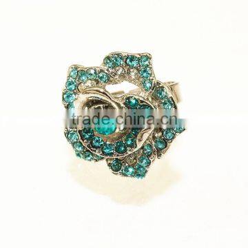 Good quality rose shaped costume flower imitation engag ring for women