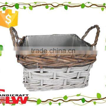 willow garden tool wholesale, garden flower pot, plant pot, garden flower basket with iron bucket inside