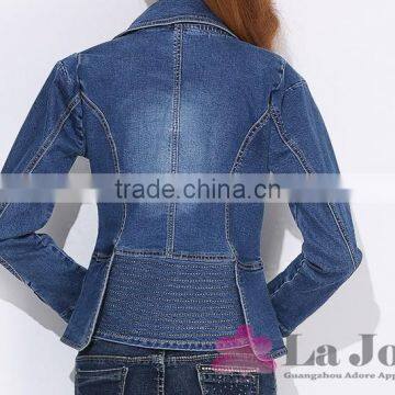 2016 Fashion Collar Butterflies Small Suit Design Denim Jacket For Women LD-054 photo-3