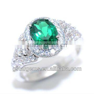 925 Stering Silver Created Emerald Set Hot Gemstone Jewelry Hong Kong Wholesale