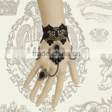 Vintage Style Black Lace Bracelet and Connecting Ring photo-3
