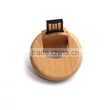 8GB Natural Wood Bamboo usb flash drive, swivel round coin 2.0 /3.0 bamboo usb